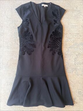 Mika Mindel Black Midi Dress with Velvet Floral Detail